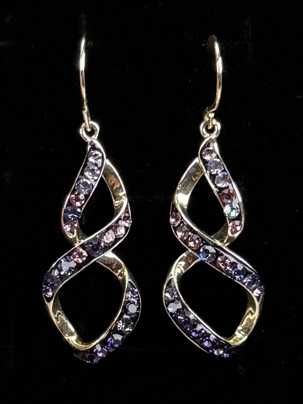 Silvertone Purple Twisted Pierced Dangle Earrings
